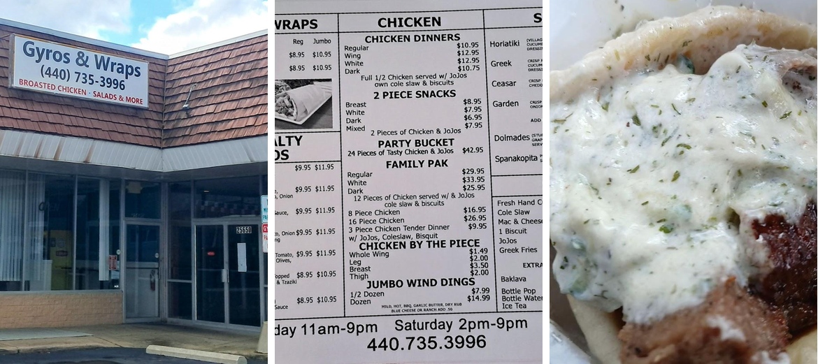 Gyros and Wraps Menu